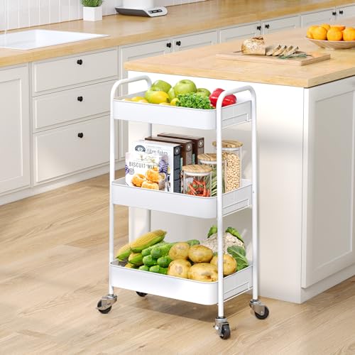 Classic TOOLF 3-Tier Rolling Cart - Metal Utility Storage Essentials