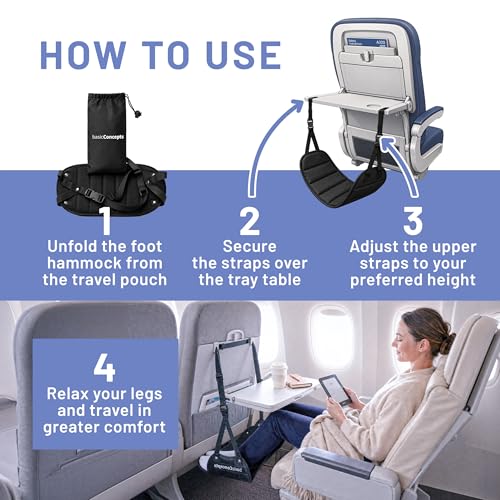 Eco-Friendly BASIC CONCEPTS Airplane Foot Hammock for Plane Travel Essentials - for Daily Use