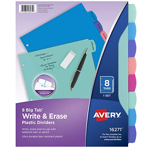 Minimalist Avery Write & Erase Dividers for 3 Ring Binders, Collection