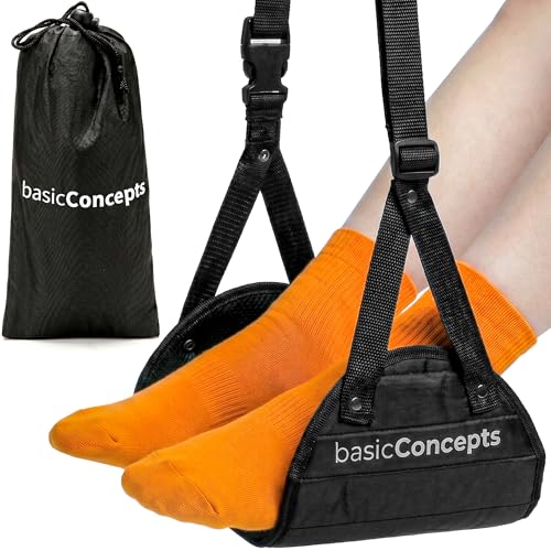 Eco-Friendly BASIC CONCEPTS Airplane Foot Hammock for Plane Travel Essentials - for Daily Use